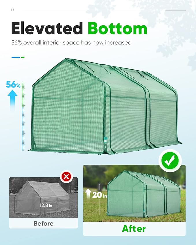 Quictent Mini Greenhouse, Portable Quick-Setup Small Tabletop Waterproof UV Protected PE Cover Shelter for Outdoors/Indoors W/ Raised Base for Garden Plant Seed Starting, 71"x36"x36", Green