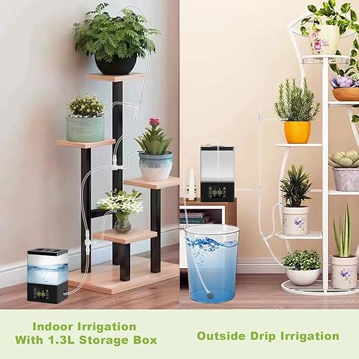 Automatic Watering System for Potted Plants,2 in 1 Automatic Drip Irrigation Kits Indoor 1.3L Tank Plant Watering System for Plants w/Programmable Water Timer,Auto & Manual Watering Mode & LED Display