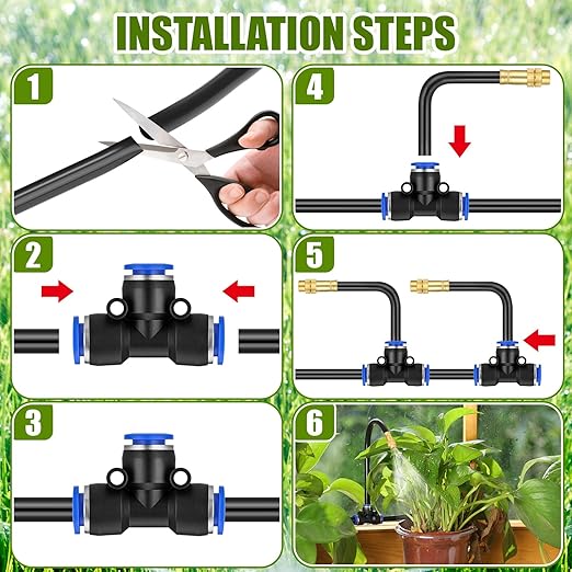 MorningRo 98 ft Drip Irrigation Kit, 5/16" Tube Automatic Watering System with 30pcs 360° Adjustable Brass Nozzles, Water Saving DIY for Garden, Lawn, Yard, Greenhouse Plants