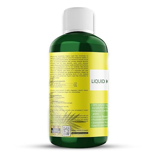 GARDENWISE Organic Premium Kelp Seaweed Fertilizer for Gardenia - Liquid Fertilizer - Liquid Plant Food - Nutrient-Rich Soil Enhancer - Natural Plant Food for Gardenia Plant (32 OZ)