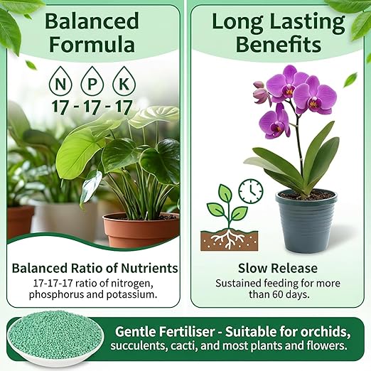 RAINFLOW 11.28OZ Slow Release Fertilizer - 17-17-17 Organic Plant Food All Purpose Plant Fertilizer for Most Potted,Fruit & Vegetable,Bulbs,Flowering,Leafy Plants Indoor & Outdoor Garden Fertilizers