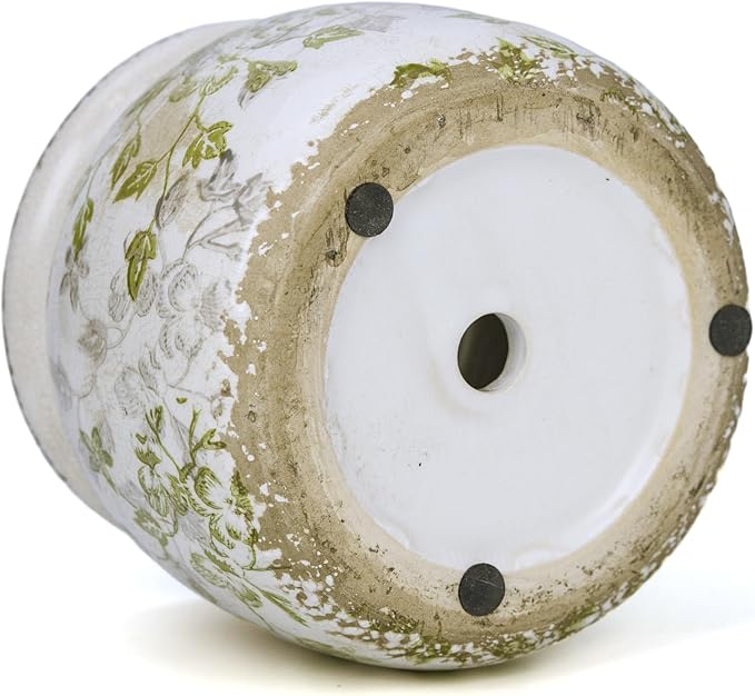 Dosayes Flower Pot,Vintage Ceramic Pot for Planter with Drainage Holes, 6.29 inch Ice Crack Glazed Indoor Planters Pot for Indoor,Tucan Home Decor,Gardening Gifts (Mid-Century)
