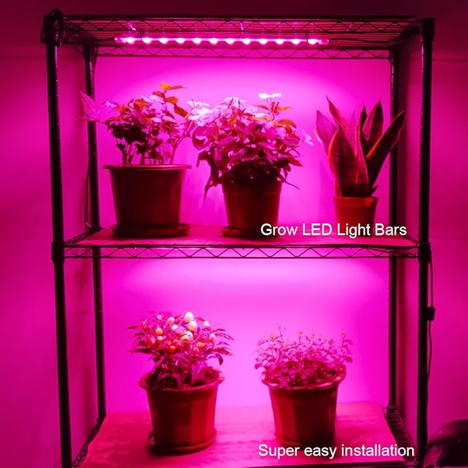 Litever Grow Light Strip Kit 36W with Timer, 4 pcs 16 Inches LED Grow Light Strips with Extension Cables, Mounting Accessories for Greenhouse, Grow Shelf. Perfect for Indoor Growing-(4-Strip-Kit)