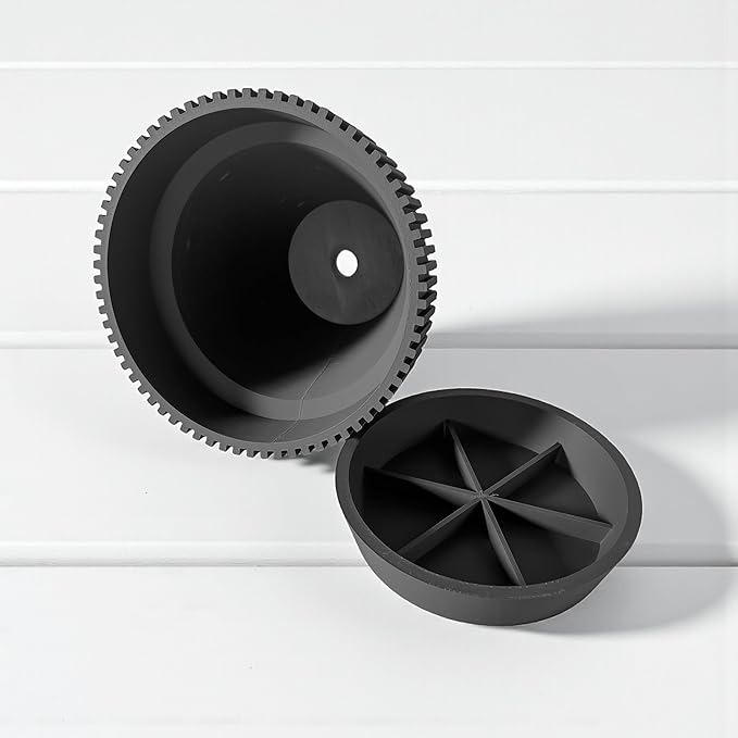 Vertex Vessel Modern Planter – Ribbed Cone Pot with Matching Tray, Flower Planter with Drainage for Indoor Plants & Modern Home Decor (Obsidian Black, Outer Dimensions: Compact 6" Width x 4" Height)