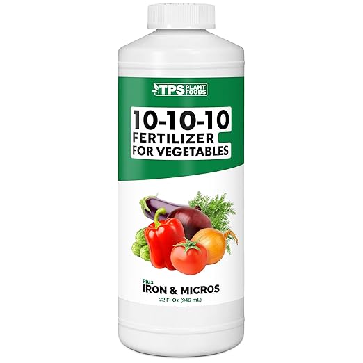 10-10-10 Fertilizer for Vegetables – Liquid Plant Food with Iron & Micronutrients for Balanced Nutrition, Strong Roots & Healthy Harvests, 32 oz