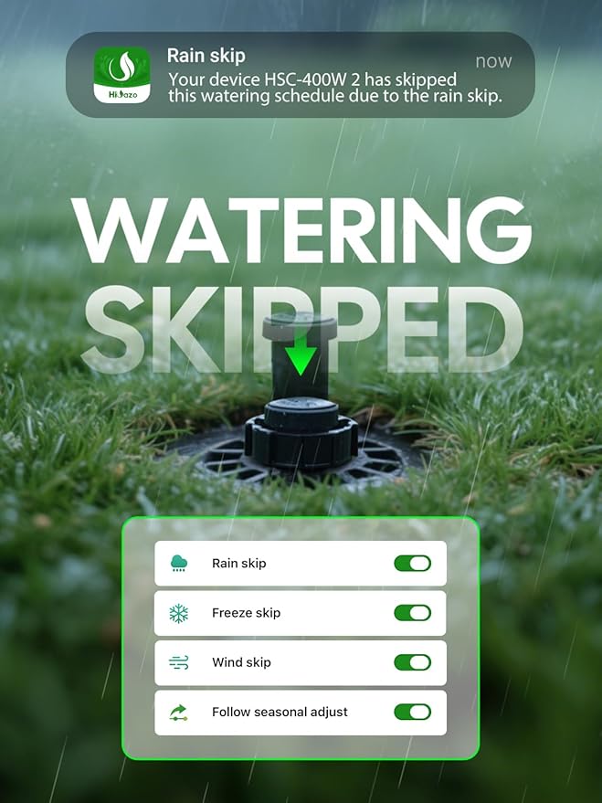Smart Sprinklers Controller WiFi, Irrigation Controller Easy Use App Enabled, 4 Zone + 16 Plans, Save Water Auto Skip Rain, Freeze & Wind, 10 Minutes Install