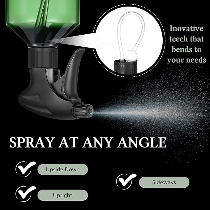 Baderke 2 Pcs Spray Bottle, 16 oz Plastic Spray Bottles for Cleaning 360° Upside Down Sprayer Bottles for Cleaning Solutions, Durable Nozzle W/fine Mist and Stream Setting(Green)