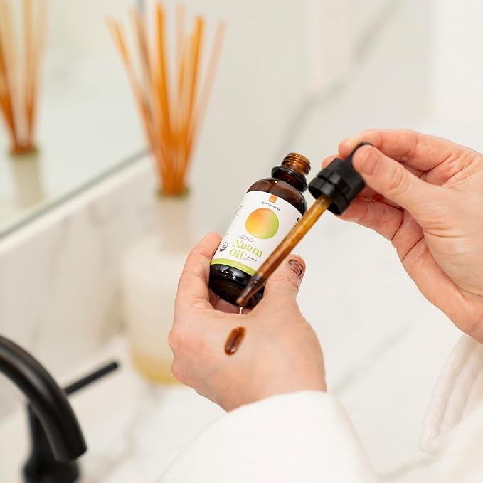 Organic Neem Oil, Cold Pressed for Skin Care, Hair Care, and Pet Care, USDA Certified Organic 100%, Hexane Free, 2 Fl Oz.