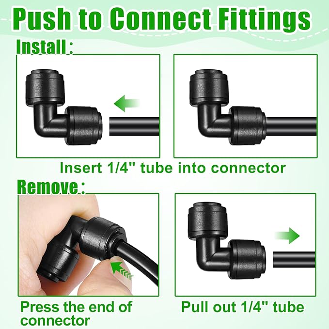 20 Pack 1/4" Quick Connect Fittings Elbow Connectors,1/4 Inch Irrigation Tubing Fittings Anti-Drop Push to Connect Fittings Locked Elbow for 1/4 Inch Drip Irrigation Tubing Garden Irrigation System