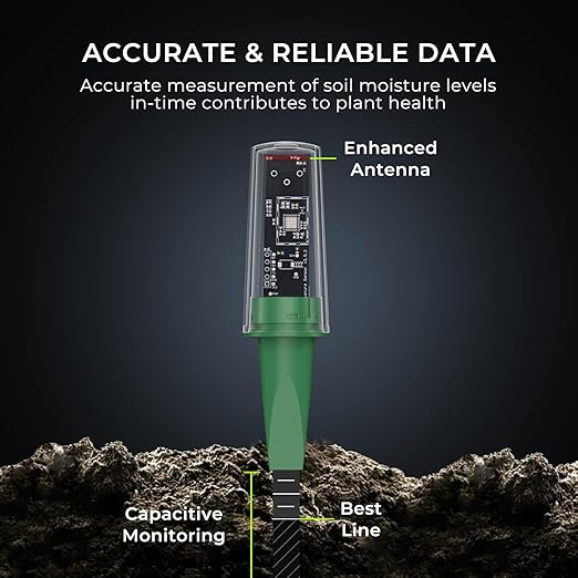 THIRDREALITY Smart Soil Moisture Sensor Gen2 3Pack,Zigbee hub Needed, nhanced Signal Stability,Capacitive Moisture Monitoring,Garden Planting, Compatible with Hubitat,SmartThings,Home Assistant,Homey