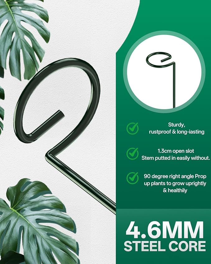 Breeze Touch 20 Pack Plant Stakes, 23.6 Inch Plant Support Stakes with 15 Twist Ties, Plant Sticks Support, Flower Stakes for Plants Peony, Tomato Seedling, Marigold, Amaryllis, Sapling, Coreopsis