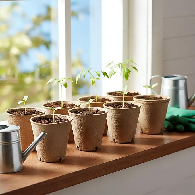 Peat Pots 70 Pack with 100 Plant Labels, 3.15 Inch Biodegradable Seedling Nursery Pots with Drainage Holes