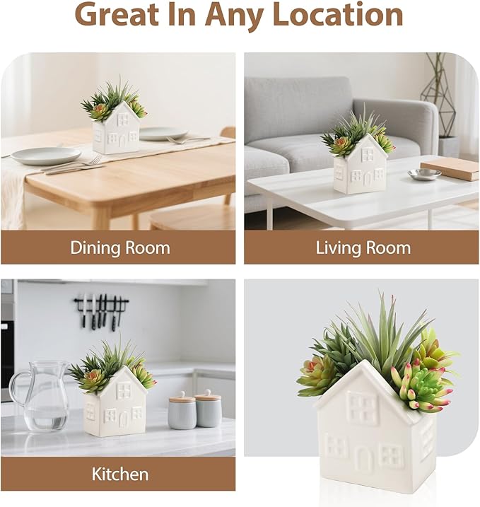 Succulents Plants Artificial in Ceramic Pot, Small Fake Plants for Bathroom Decor Bedroom Aesthetic Living Room Shelf Office Shelf Table Decor