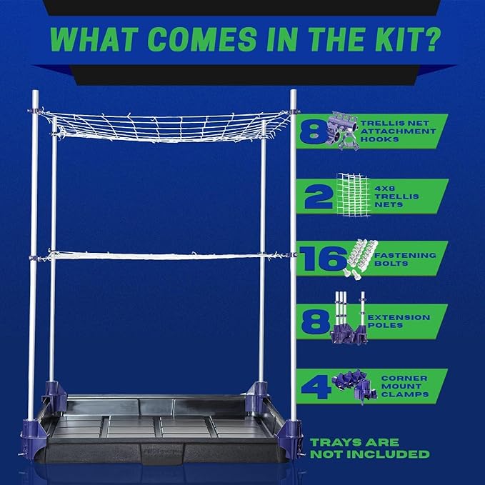 Trim Daddy Trellis System Support Kit (Model B) - for Climbing Plants | Round Corner | Ideal for Hydroponics Growing System, Greenhouse & Garden