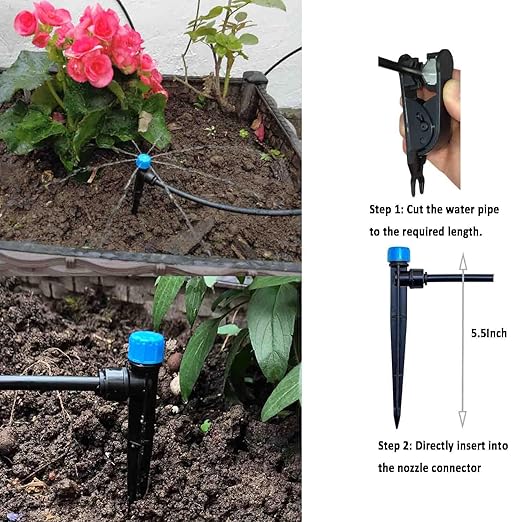 Drip Irrigation System with Water Timer for Garden,Main ID 1/2inch 16.5Ft and 1/4inch 96Ft Water Hose, Watering System Sufficient Water Pressure, Irrigation Dripper Waterflow Evenly Easy DIY