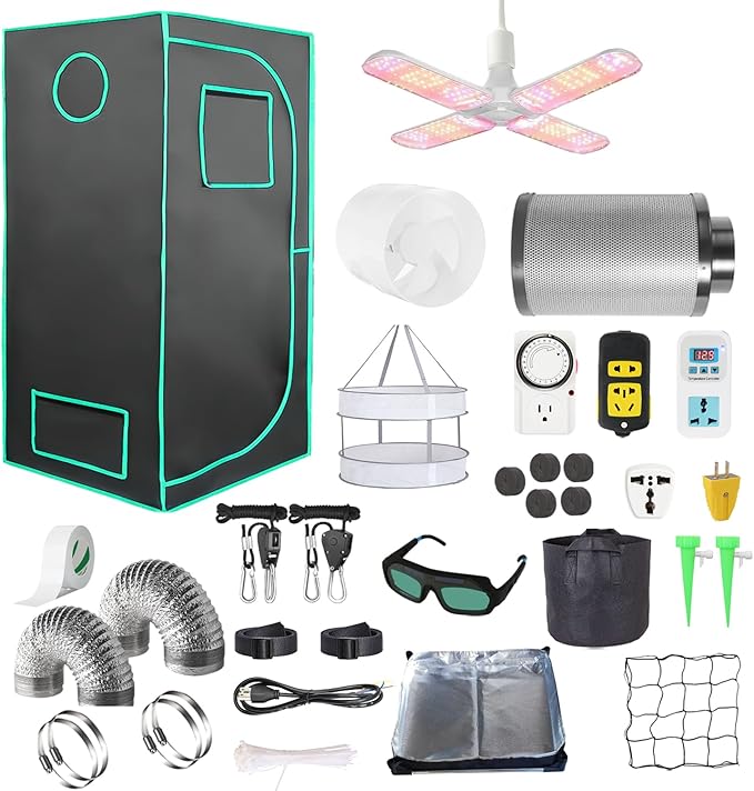 iMeshbean 48"x24"x80" Complete Grow Tent Kit - LED Full Spectrum Grow Light, Hydroponics System, Ventilation Fan with Carbon Filter