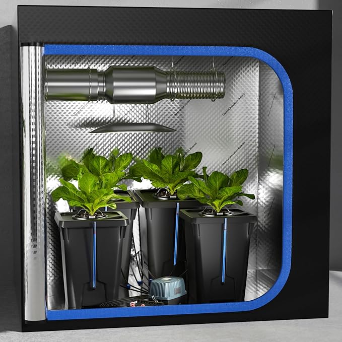 4 Buckets DWC Hydroponics Growing System with Top Drip Kit 7 Gallon Deep Water Culture Bucket System with Air Pump, Air Stone, Air Hose, Recirculating Drip Garden System