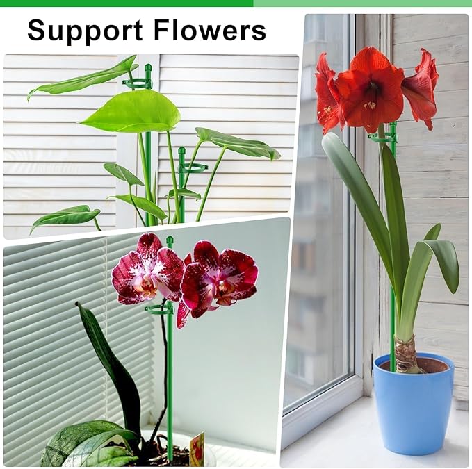 Plant Stakes 17 inch SupKing Support Stick Orchid Stakes with Clips 10Pcs Garden Plant Poles Extended to 3/4/5ft for Indoor Outdoor Potted Tomato Rose Amaryllis Vegetables Monstera -10pcs