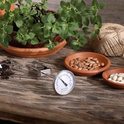 Taylor Soil Testing Thermometer, Gardening Tool for Plant Care, Gardening, Lawn, Farm, Outdoor Use, 4" Inch Stem