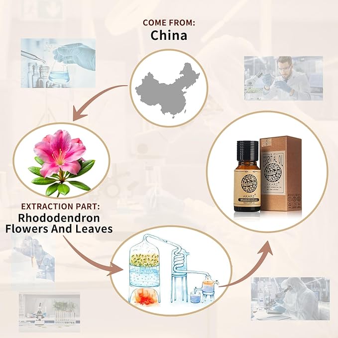 AKARZ Rhododendron Essential Oil Natural Organic Rhododendron Oil for Skin Body Hair Care,Diffuser, Candle,Soap,Making, DIY,Massage Aroma 10ml