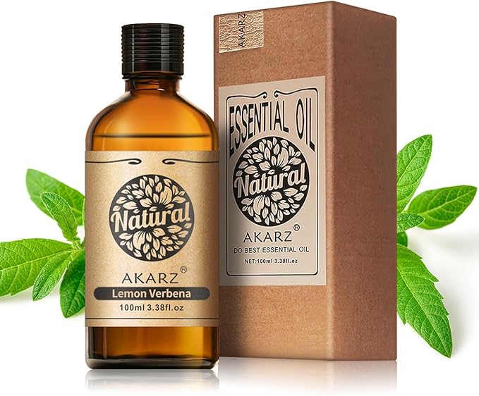 AKARZ 100ml LemonVerbena Essential Oil Natural LemonVerbena Oil Pure for Candle Making,DIY Skincare Products Massage,Home Spa Relaxation
