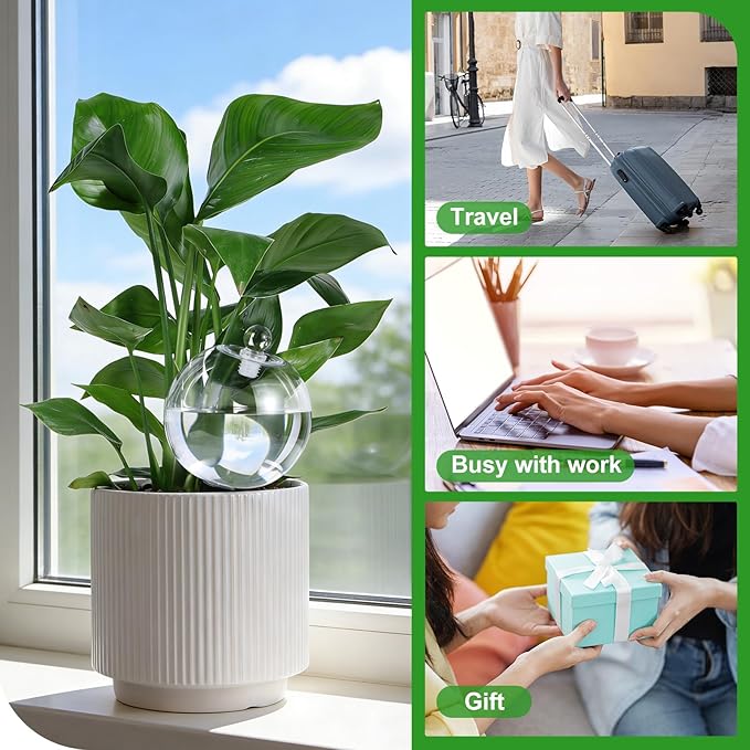 26 oz Extra Large Plant Self Watering Globes Top Fill - Upgraded Plastic Water Bulbs, Slow Release Terracotta Self Watering Planter Insert, Plant Watering Devices System, Water Spikes Stakes, 4 Pack
