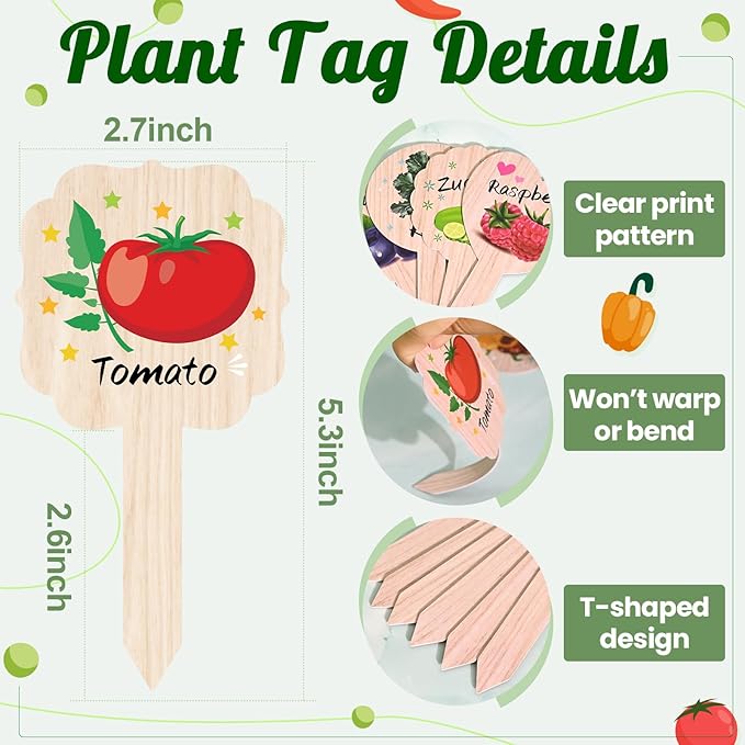 JUYRLE Vegetable Plant Label - 15PACK Garden Markers, Fruit Plant Labels for Outdoor Garden Waterproof, Plant Tags with Names, Indoor Patio Tags for Succulent Flowers Greenery Seedling