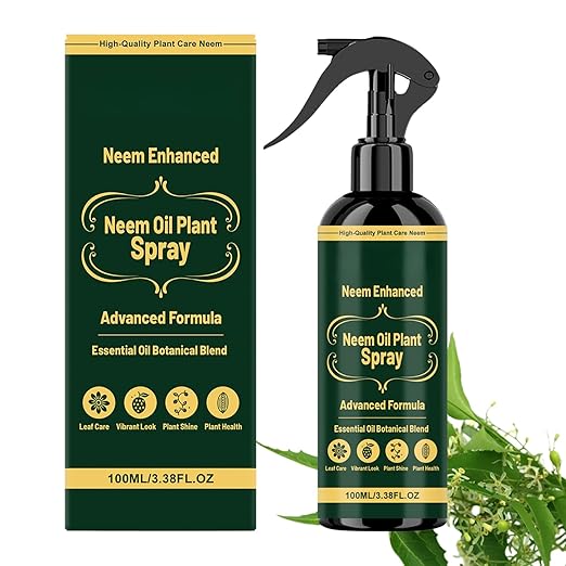 Neem Oil Spray for Plants with Peppermint Oil, Natural Botanical Blend Plant Wash, Ready-to-Use Essential Oil Spray for Indoor and Outdoor Houseplants and Gardens, 3.38 FL OZ (1PCS)
