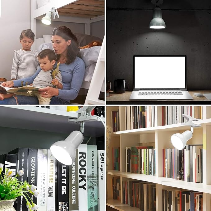RONG&LAN Clip lamp,360° Rotation Clip on Lamp Portable Book Reading Light,Clamp on Desk/Table/Bunk Bed/Cupboard Home Lighting, (Desk lamp,Seven Colors for Your Choice) (Yellow)