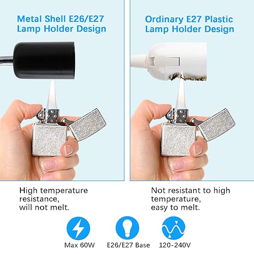 E26/E27 Desk Clip Lamp Holder Wire Neck Clip Holder Clamp Clip on Light Flexible Gooseneck Clamp Light Socket Table Light Adapter for Plant Grow