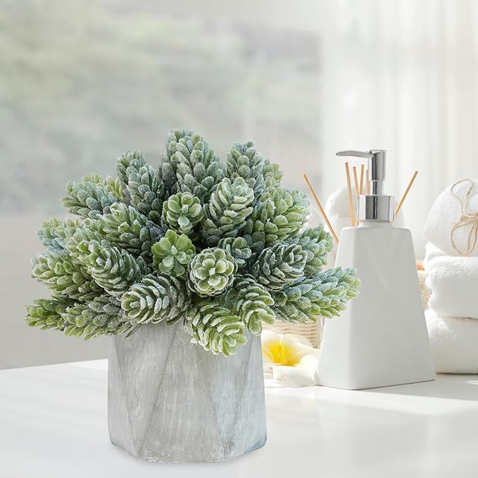 Winlyn Set of 3 Mini Artificial Succulent Plants Potted Small Fake Aloe Hops String of Pearls Plants in Gray Hexagon Ceramic Pots for Modern Home Office Desk Living Room Kitchen Table Shelf Décor
