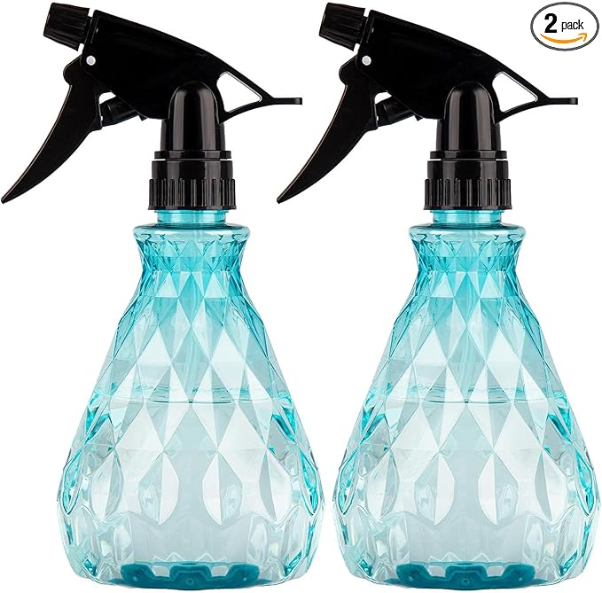 wugongshan 2 Pcs Spray Bottles, 500 ml/17 oz Empty Water Spray Bottles, Plastic Reusable Adjustable Mist Sprayer Squirt Bottles Containers Refillable for Cleaning Solutions, Gardening, Plants (Blue)