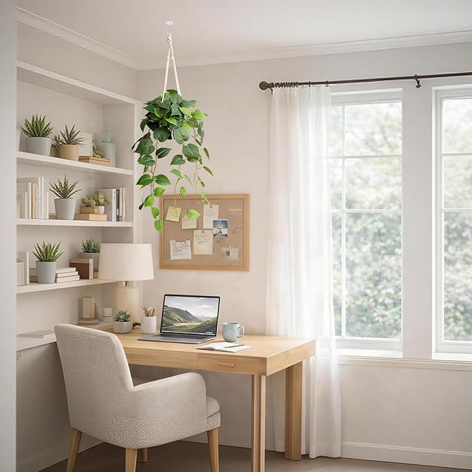 alyptus Fake Hanging Plants Artificial Decor Indoor Outdoor Realistic Silk Devil's Ivy Hanging Potted Plants Faux Greenery Plant Pothos Vines with Pot for Home (Hanging Pothos - Green)