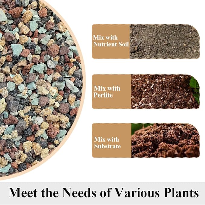YISZM Succulent Cactus Soil Potting Mix Horticultural Lava Rocks Bonsai Soil for Indoor Plants Drainage Volcanic Rock for Terrarium Gardening Top Dressing 10lb