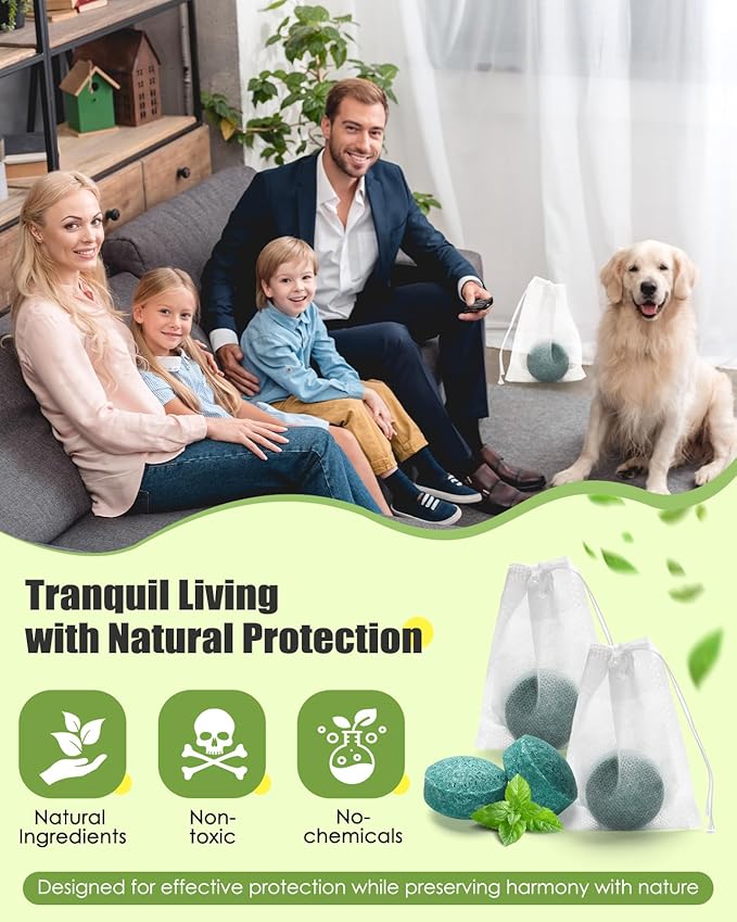 Rodent Repeller, 24 Packs Mouse Trap Peppermint Oil Spray for Mice, Indoor & Outdoor Use, Safe for Humans & Pets, Pest Control Moth Balls, Spider Defense, Car Engine & Home Protection