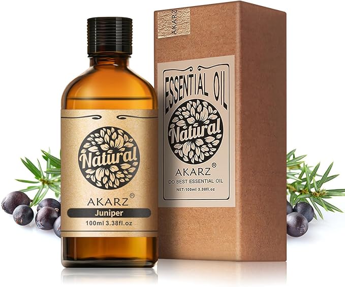 AKARZ 100ml Juniper Essential Oil Natural Juniper Oil Pure for Candle Making,DIY Skincare Products Massage,Home Spa Relaxation