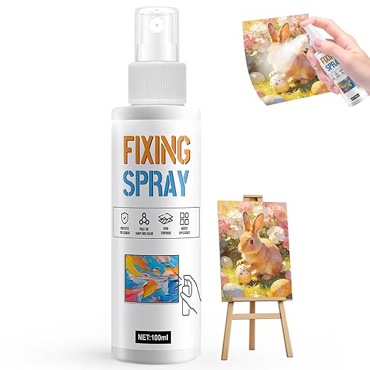 JAOJAO Fixative Spray for Pencil Drawings, Fixative Spray Moisturizes Long-Lasting Invisible Protection No Fading for Watercolor Colored Pencils Sketching for Easter Supplies, 100ml