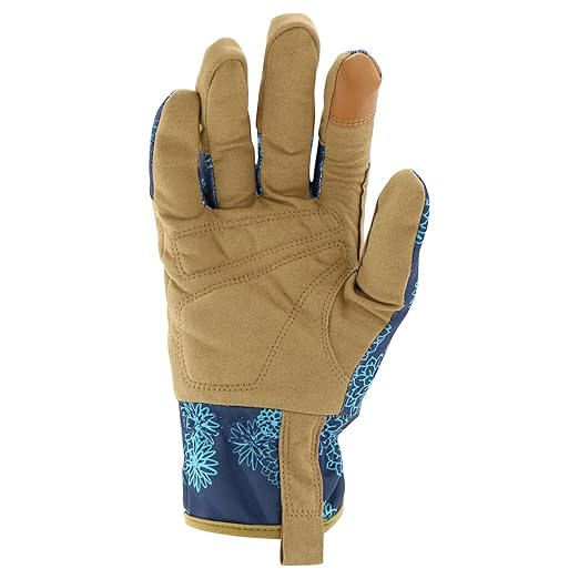 Miracle-Gro Women's High-Dexterity Gardening Work Gloves, Touchscreen Technologies, Abrasion Resistant, Comfort, Blue/Tan, Small (MG86207/WSM)