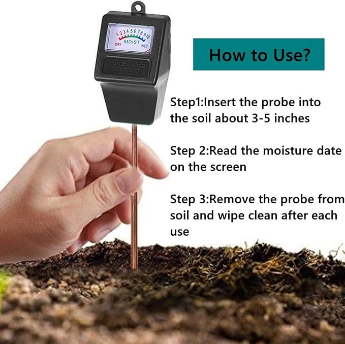 Soil Moisture Meter,Plant Hygrometer Moisture Sensor Plant Water Monitor for Potted Plants,Garden,Farm, Lawn(No Battery Needed)-Black