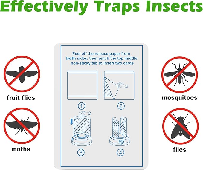 30-Pack Double-Sided Sticky Refill Cards for 360° UV Light Fly Trap – Easy-to-Replace Adhesive Sheets for Effective Insect Trapping