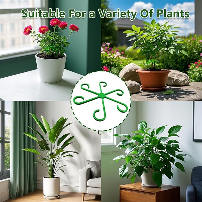 8PCS Climbing Plant Stem Supports 4 Sizes, Reusable Plastic Stakes Indoor/Outdoor Garden Flower Growth Accessories Stem Holder for Thriving Plant Growth