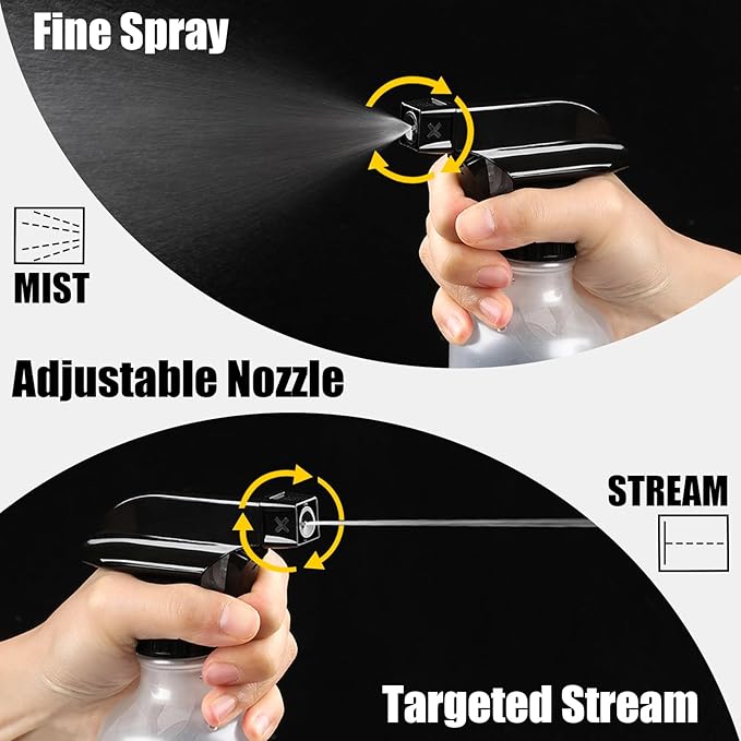 GearTrust Small Water Spray Bottle for Hair, Frosted Clear Plastic Small Squirt Bottle with Adjustable Mist/Stream, Refillable Empty Mister Spray Bottles for Hair, Plant, Cleaning, Pet, 10.1 oz /300ML