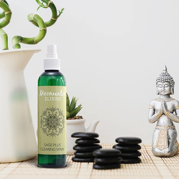 White Sage Energy Cleansing Smudge Stick & Spray for Negative Energy Removal, Reiki and Quartz Charged, Full Moon Enhanced, Aura Healing, Space Clearing, Spiritual Defense, Protection (8oz)
