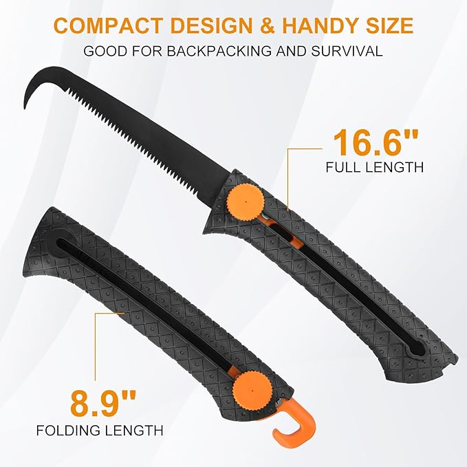 Garden Shears Tool Set 3 Pcs - Heavy Duty Lopper, Hedge Shears & Pruning Saw for Tree Branches, Hedges, Backyard & Fruit Trees, Carbon Steel Blades