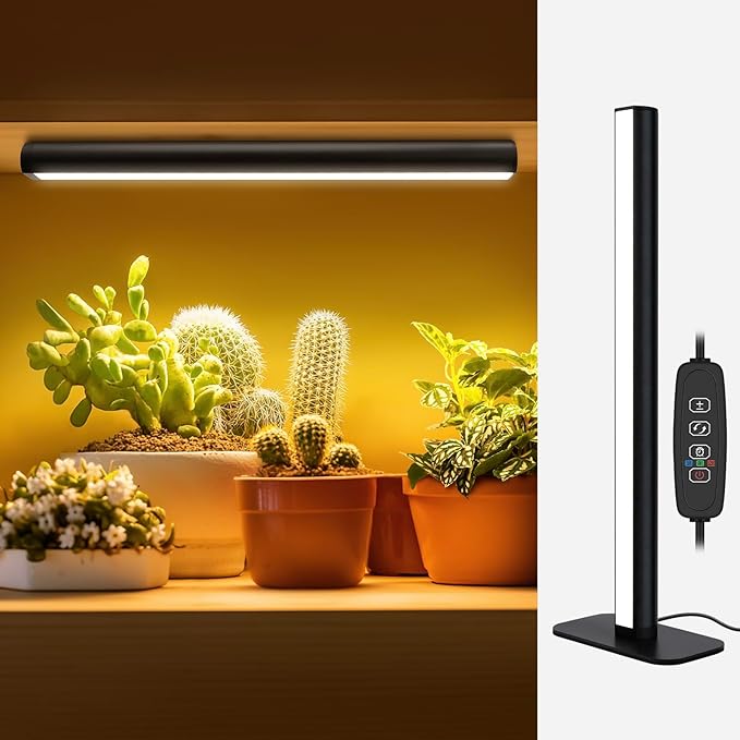 Grow Lights for Indoor Plants,20W 169 LED Full Spectrum with Timer, Hanging Plant Growing Light with Dimmable On/Off Switch,16.8in Height Standing Vertical Lamp for Seed Starting Growth