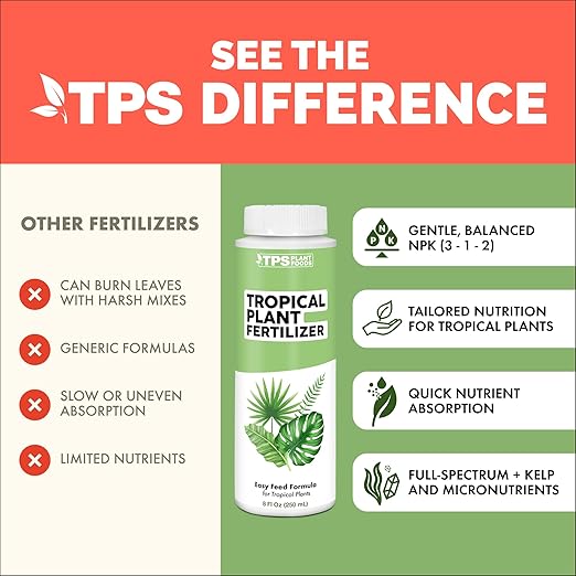 Tropical Plant Fertilizer – Liquid Plant Food for Bigger Leaves, Lush Growth & Stronger Roots, 1 Gallon