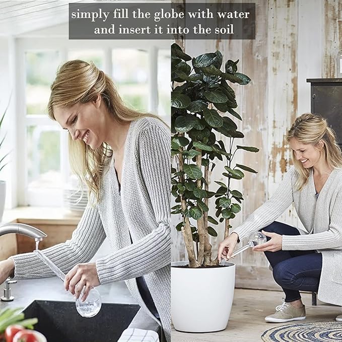 Self Watering Globes for Plants - Automatic Watering Bulbs for Indoor & Outdoor Potted Plants, Vacation Plant Care, Water Conservation Device