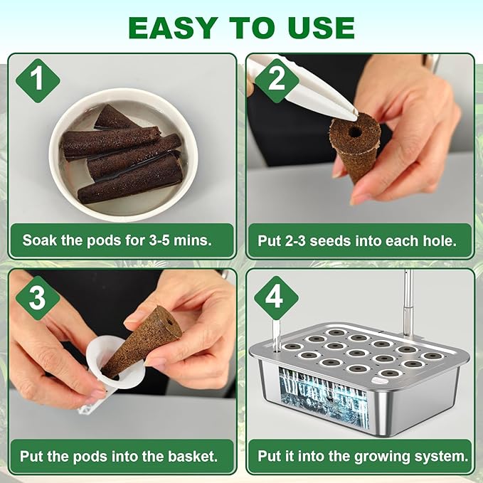 Seed Starter Grow Sponges for Aerogarden, PH-Balanced Refill-Seed Pods Replacements for Indoor Hydroponic System, 50 Pack, Brown