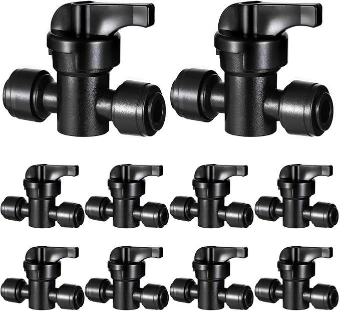 10 Pack 1/4" Quick Connect Fittings Shut Off Valve,1/4 Inch Irrigation Tubing Fittings Anti-Drop Push to Connect Fittings Locked Coupling Valve