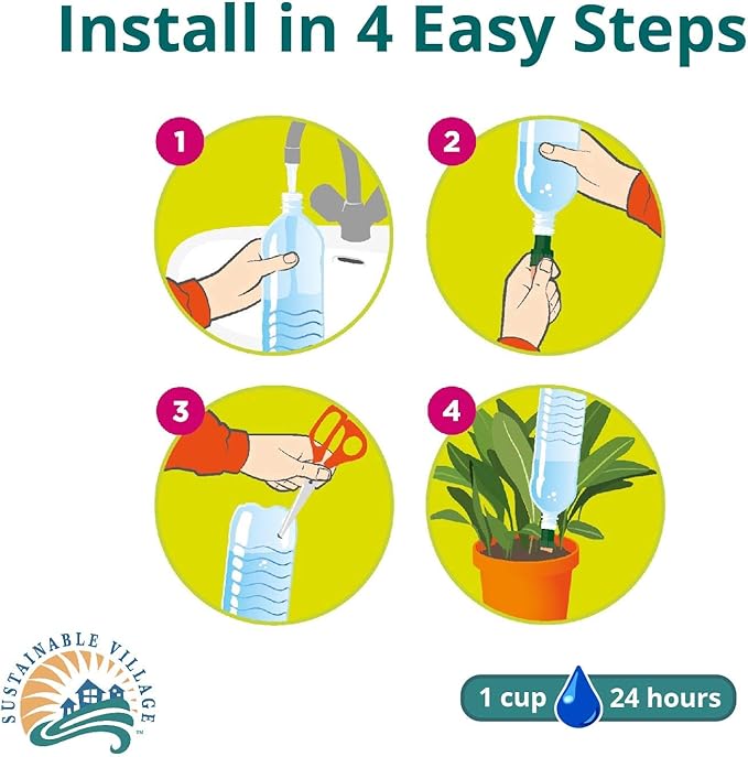 Blumat Plant Watering Device - Easy XL Self Watering Planter Insert for Indoor Plants - Bottle Adapter - Prevents Overwatering and Underwatering for Healthy Growth - 6 Pack